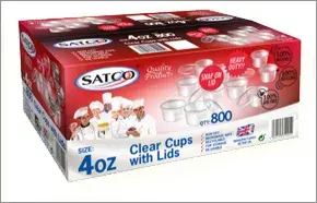 Satco Clear Cups and Lids 4oz