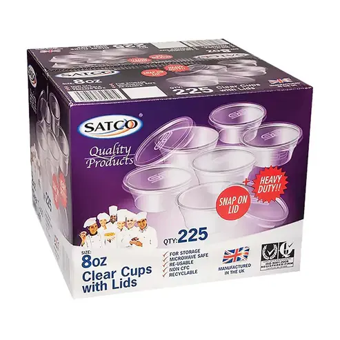 Satco Clear Cups and Lids 8oz